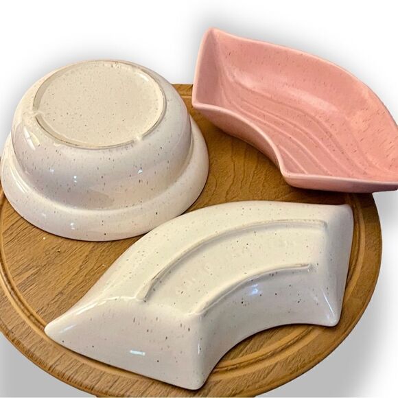 Vintage California Pottery Section Chip Dip Relish Lazy Susan Serving Snack Set - Picture 10 of 16